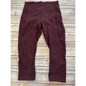 Lululemon Maroon Red Wood In Movement Crop Everlux 19” Capri Legging, Size 6